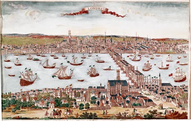 Veduta della città di Londra e del fiume Tamigi (incisione)