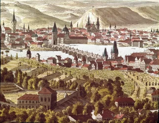 Vista della città di Praga nel XVIII secolo