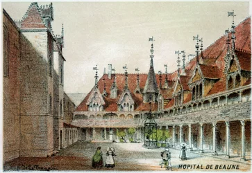 Vista del cortile degli Hospices de Beaune