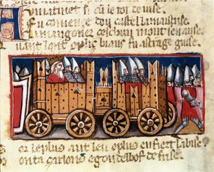 Macchine da guerra, precorritrici del carro armato, usate da Carlo Magno contro i Mori di Spagna - nell