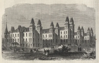 Ward Island Emigrant Hospital - New York State - Emigration Commission Establishment - Incisione in 