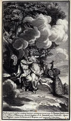 Mentre la lotta continua a essere vantaggiosa per i Troiani, Giunone usa la cintura di Venere per incantare Giove, e il sonno per addormentarlo. Tuttavia, Nettuno risveglia i Greci e i Troiani vengono respinti. Illustrazione del libro XIV dell