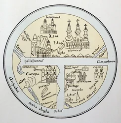 Mappa del mondo da un manoscritto di Lipsia dell