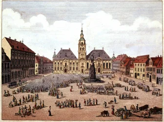 La piazza pubblica della città di Mannheim (Germania).