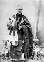 Bonzo annamita in Cocincina, Indocina, c. 1900 (foto b/n)