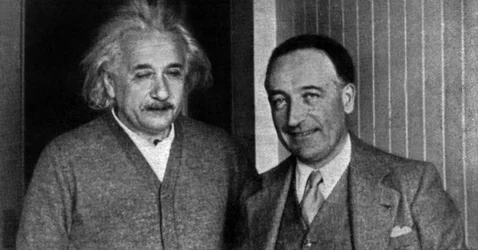 Louis Farigoule alias Jules Romains ricevuto da Albert Einstein, Princeton, USA