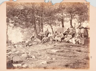 Telegrafo e segnalatori a Kaim Gulli, spedizione del Black Mountain, 1888