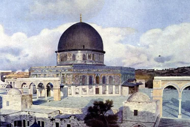 Veduta della Moschea di Omar a Gerusalemme. Autochrome