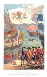 Bandiera reale, bandiera del galeone e bandiera dei commercianti, 1885