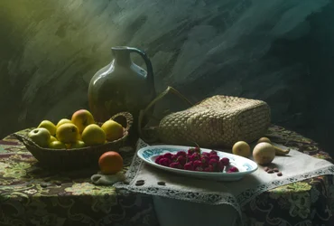 Natura morta rustica con frutta