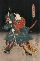 Stampa ukiyo-e di un attore che interpreta un samurai di Kunisada
