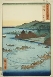 Provincia di Awaji: Spiaggia di Goshiki (Awaji, Goshiki hama), dalla serie "Luoghi famosi nelle sessanta e più province (Rokujuyoshu meisho zue)"
