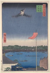 Il ponte Azuma a Komagata, dalla serie “Cento vedute famose di Edo”