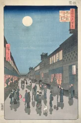 Scena notturna in via Saruwaka, da Cento vedute di Edo, 1856