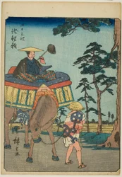 Chiryu, dalla serie "Le cinquantatré stazioni [del Tokaido] (Gojusan tsugi)," anche conosciuta come il Tokaido delle figure (Jinbutsu Tokaido)