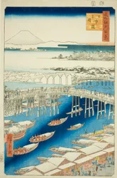 Bel tempo dopo la neve al ponte Nihon (Nihonbashi yukibare), dalla serie "Cento famose vedute di Edo (Meisho Edo hyakkei)"