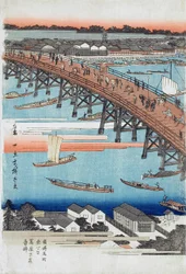 Veduta completa del ponte Eitai tra le vedute celebri della capitale orientale