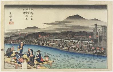 Raffreddamento della sera alla riva del fiume Shijo, c. 1834