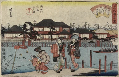 Attraversando il fiume Sumida a Hashiba, il ristorante Yanagiya, 1830-1844