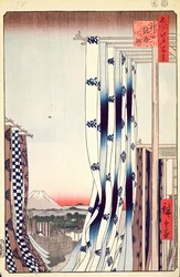 Quartiere dei tintori, Kanda, n.75 da Cento famosi vedute di Edo, 1856