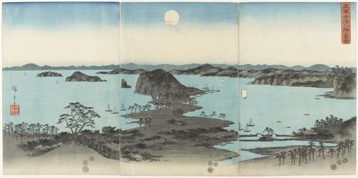 Otto vedute di Kanazawa nella provincia di Musashi di notte, luglio 1857