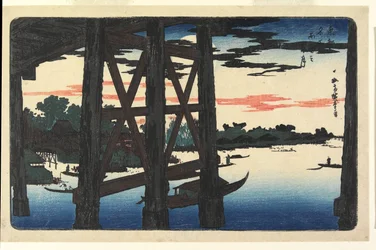Luna serale sul ponte di Ryōgoku