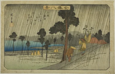 Pioggia serale a Koizumi (Koizumi yau), dalla serie "Otto vedute di Kanazawa (Kanazawa hakkei)"