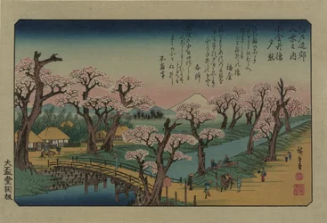 Bagliore serale al Ponte di Koganei. Dalla serie Otto vedute nei dintorni di Edo, 1838