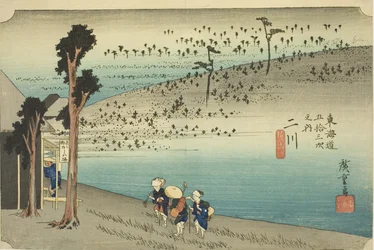 Futakawa: Altopiano di Sarugababa (Futakawa, Sarugababa), dalla serie Cinquantatré stazioni del Tokaido (Tokaido gojusan tsugi no uchi), noto anche come Hoeido Tokaido
