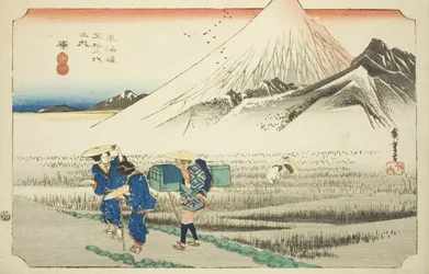 Hara: Monte Fuji al mattino, dalla serie "Le cinquantatré stazioni della strada Tokaido"