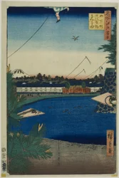 Hibiya e Soto-Sakurada da Yamashita-cho (Yamashita-cho Hibiya Soto-Sakurada), dalla serie "Cento vedute famose di Edo (Meisho Edo hyakkei)".