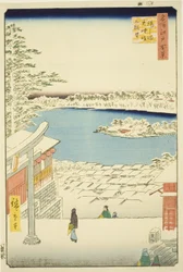 Vista dalla collina dal Santuario Yushima Tenjin (Yushima Tenjin sakaue tenbo), dalla serie "Cento famose vedute di Edo (Meisho Edo hyakkei)"