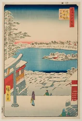 Veduta dalla collina del santuario Yushima Tenjin, dalla serie «Cento vedute celebri di Edo»