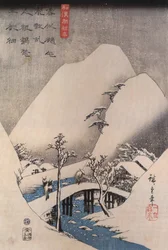 Hiroshige, Un ponte in un paesaggio innevato