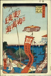 Ponte Kanasugi e Shibaura. Cento famosi vedute di Edo, c. 1858