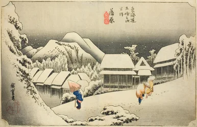 Kanbara: Neve serale (Kanbara, yoru no yuki), dalla serie "Le cinquantatré stazioni del Tokaido (Tokaido gojusan tsugi no uchi)", noto anche come il Tokaido Hoeido