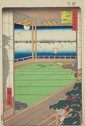 Punto di osservazione della luna (Tsuki no misaki), n. 82 della serie "Cento vedute famose di Edo (Meisho Edo hyakkei)".