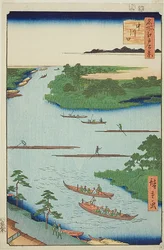 Foce del fiume Nakawaga (Nakagawaguchi), n. 70 della serie "Cento vedute famose di Edo (Meisho Edo hyakkei)".