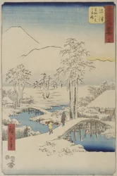 Monte Fuji e monte Ashigara da Numazu, dalla serie Tōkaidō verticale (o «Luoghi celebri delle cinquantatré stazioni del Tōkaidō»)