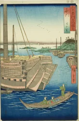 Provincia di Nagato: Shimonoseki (Nagato, Shimonoseki), dalla serie "Luoghi famosi nelle sessanta e più province (Rokujuyoshu meisho zue)"