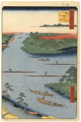 Foce del fiume Nakagawa, n. 70 da Cento famosi vedute di Edo, 1857