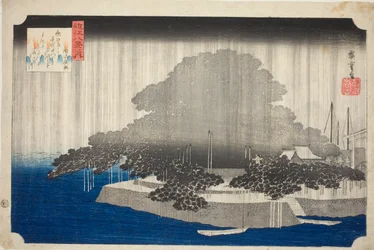 Pioggia notturna a Karasaki (Karasaki no yau), dalla serie "Otto vedute di Omi (Omi hakkei no uchi)"