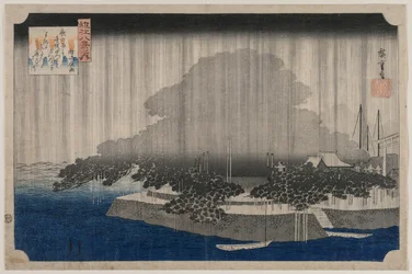 Pioggia notturna a Karasaki, dalla serie Otto vedute di Omi, c. 1835