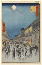 Vista notturna di Sarawaka-machi, n. 90 da Cento famosi vedute di Edo, 1856