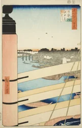 Ponte Nihon e Ponte Edo (Nihonbashi, Edobashi), dalla serie "Cento vedute famose di Edo (Meisho Edo hyakkei)"