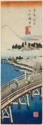 Ponte Nihon visto nella neve (Nihonbashi setchu no kei), dalla serie "Vedute famose della capitale orientale (Toto meisho)"
