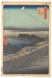 “Argine Nihon a Yoshiwara”, dalla serie Cento vedute celebri di Edo (Meisho Edo hyakkei, Yoshiwara, Nihonzutsumi)