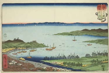 Niigata nella provincia di Echigo (Echigo Niigata), dalla serie "Incontri di lotta tra montagne e mari (Sankai mitate zumo)"
