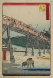 No.39 Ponte Yahagi sul fiume Yahagi, Okazaki, luglio 1855