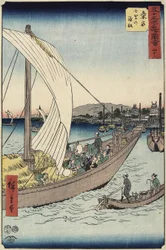 No.43 Traghetto presso la spiaggia di Shichiri, Kuwana, luglio 1855